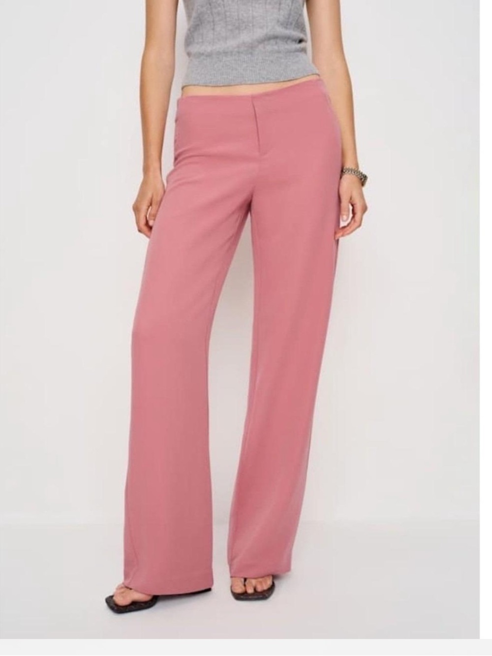 NWT Reformation Vida Women's Pink Wide Leg Low Rise Dress Pants Rose Pink 6
